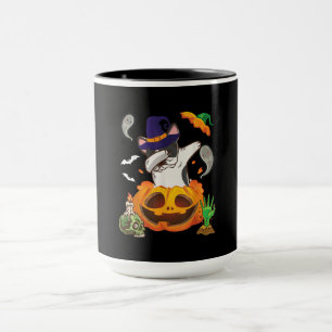 Caneca Buldogue Francês Dabbing to Open Pumpkin Halloween