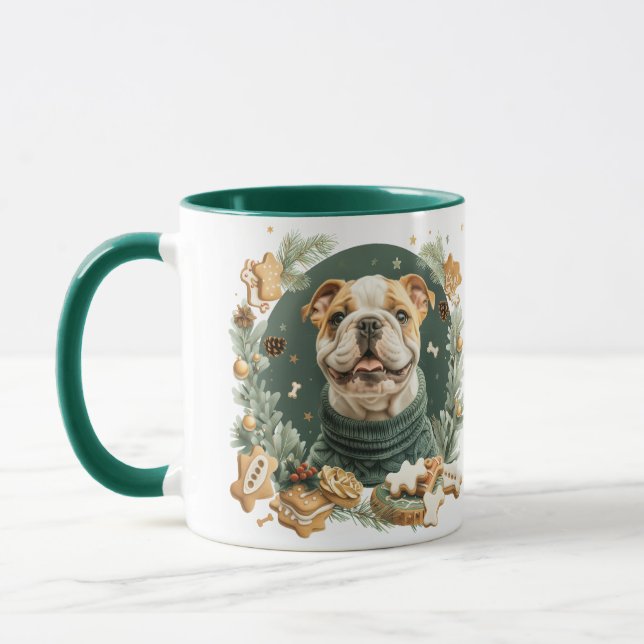 Caneca Buldogue Inglês de Natal (Esquerda)