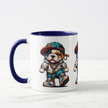 Caneca Bulldog de Estilo de Rua