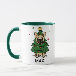 Caneca Bulldog Francês Árvore de Natal Nome Personalizado