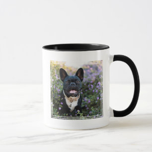 Caneca Bulldog Francês em Flores