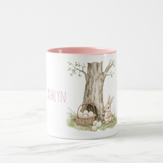 Caneca Bunny Rabbit Easter Eggs in Basket Tree (Centro)