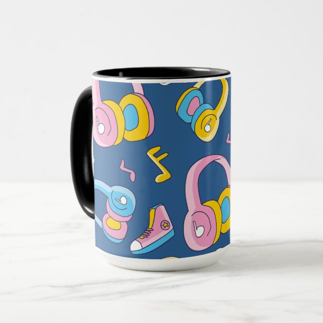 Caneca Bunter Musikmix em rosa, blau, gelb (Frente Esquerda)