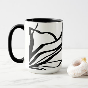 Caneca Buquê Blanc: Abstrato branco e preto