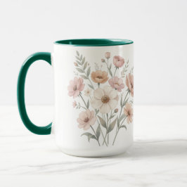 Caneca Buquê de Anêmona Suave Aquarela de Suavidade