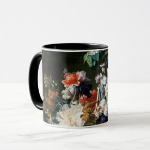 CANECA BUQUÊ DE FLORES NUMA URNA A PRETO