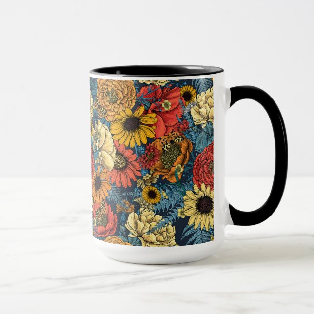Caneca Buquê de flores- rosas, peonias, margaridas (Direita)