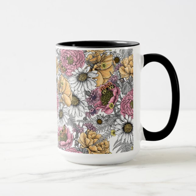 Caneca Buquê de flores- rosas, peonias, margaridas (Direita)