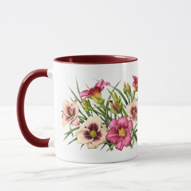 Caneca Buquê de Hemerocallis Vermelha (Esquerda)