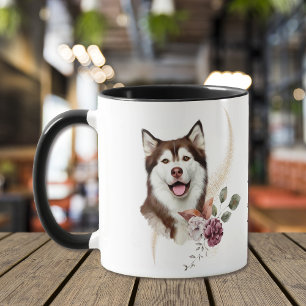 Caneca Buquê de inverno de Malamute no Alasca