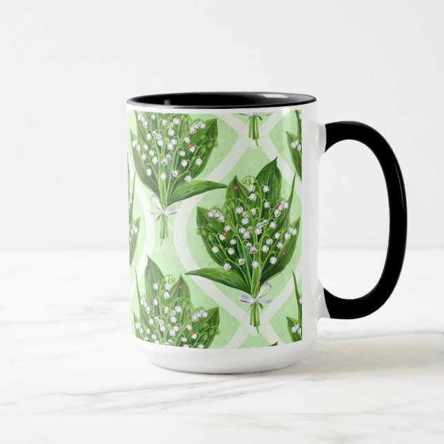 Caneca Buquê de lilly das flores do vale em verde (Direita)