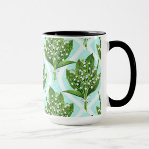 Caneca Buquê de lírio das flores do vale em azul
