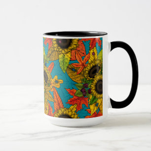 Caneca Buquê de outono em azul