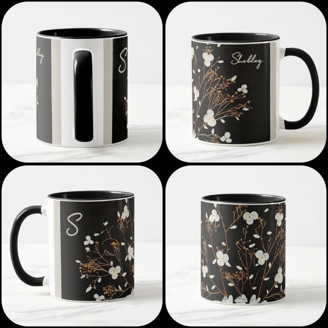 Caneca Buquê Dramático de Conchas Marinhas Brancas em Pre (Criador carregado)
