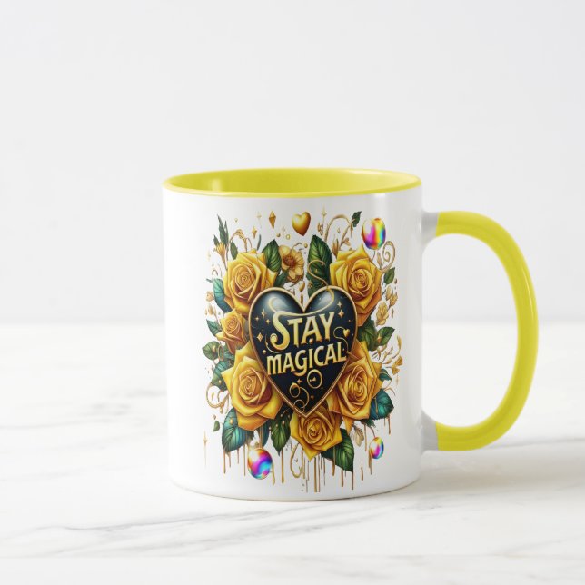 Caneca Buquê Encantador De Rosas Ouros E Coração (Direita)