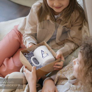 Caneca Buquê Monograma de Aquarelas Cor-de-Rosa Pálida Fl