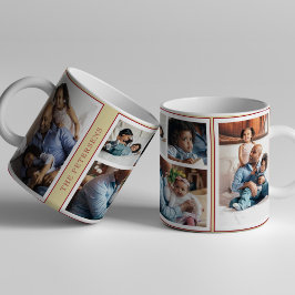 Caneca Burgundy amarela de colagem de fotos no Natal simp