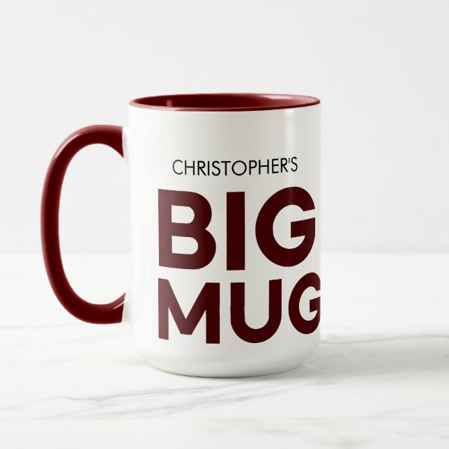 Caneca Burgundy Big Mug | Mug Imenso | Mug de nome person (Esquerda)