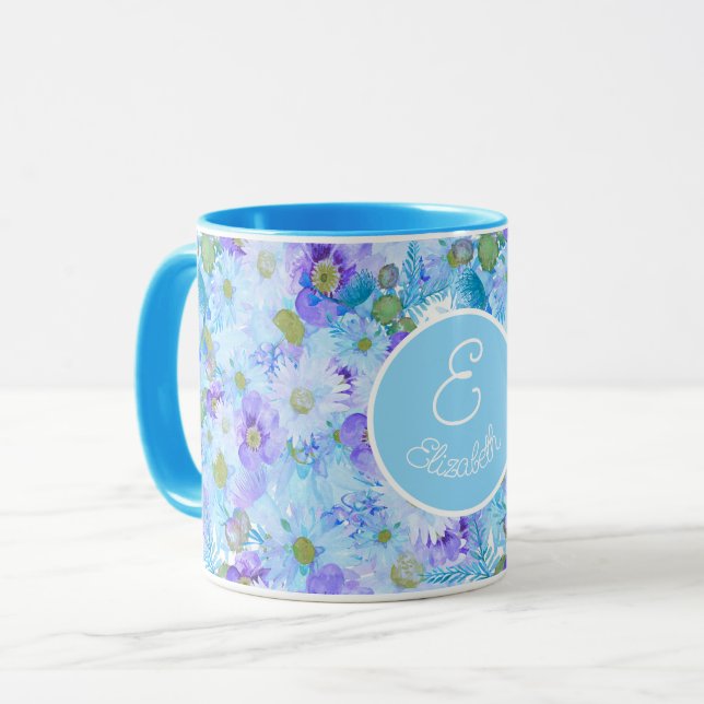 Caneca Bush Wildflower Blue monograma (Frente Esquerda)