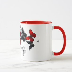 Caneca "Butterfly Art Coffee Mug, Red Accent, Gift Único