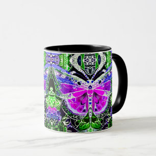 Caneca Butterfly e Medallion Batik Patterno em Violet