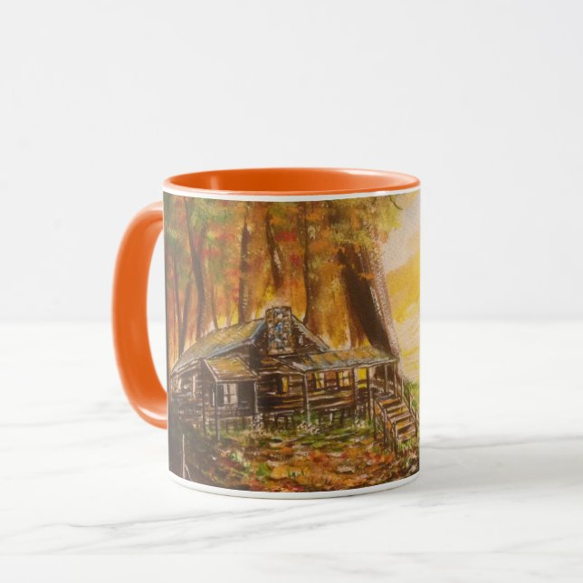 Caneca Cabana Isolada ao Nascer do Sol (Frente Esquerda)