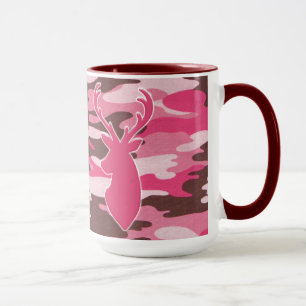 Caneca Cabeça cor-de-rosa dos cervos do camo