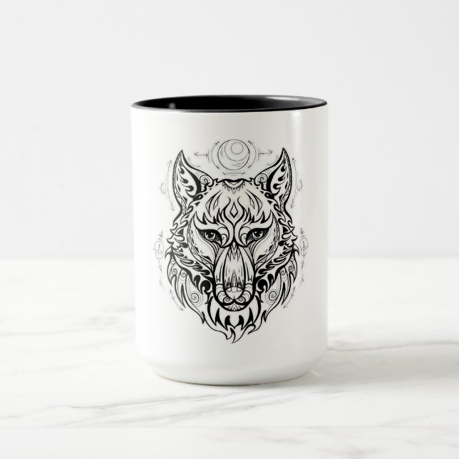 Caneca Cabeça de lobo com decoração étnica (Centro)