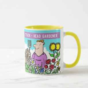 Caneca Cabeça Divertida, Jardineiro Mug. Adicione sua opç