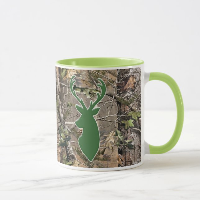 Caneca Cabeça dos cervos do verde do camo da floresta (Direita)