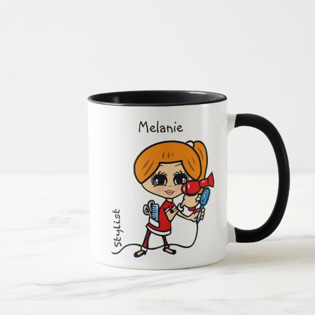 Caneca Cabeça Vermelha de Caricatura de Pêssego Personali (Direita)