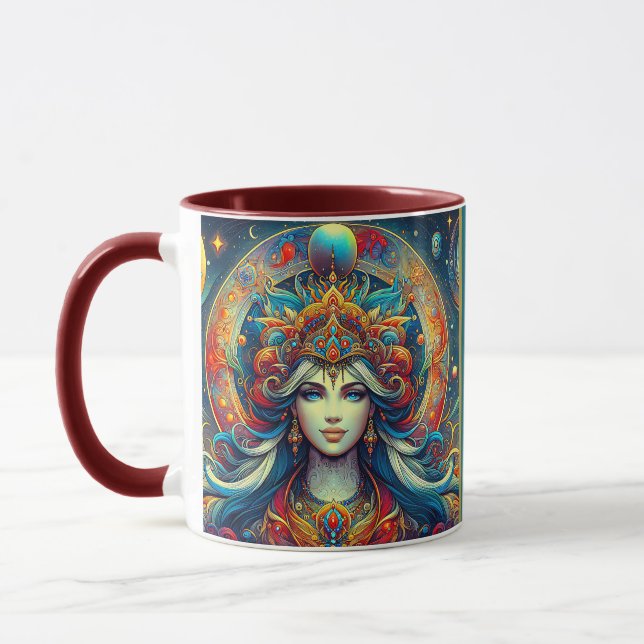 Caneca Cabelo Turquesa Flutuante da Cabeça de Deusa Abril (Esquerda)