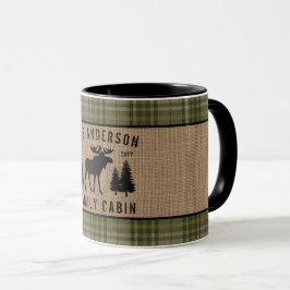 Caneca Cabina da família russa Moose Pine Verde Xadrez 2 
