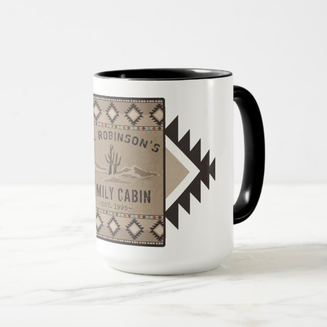 Caneca Cabine da Família Rustic Southwest Tribal Cactus L (Frente Esquerda)