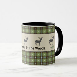 Caneca Cabine de veados de Xadrez verde