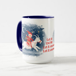 Caneca Cabra divertida com espírito de Natal na neve