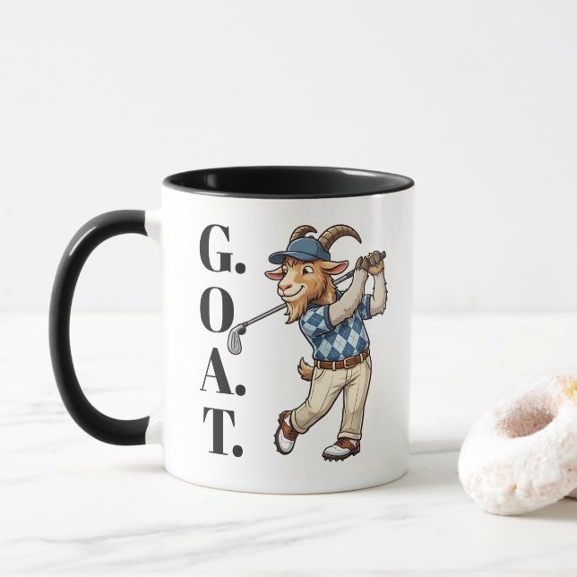 Caneca Cabra engraçada de golfe balançando taco (Com Donut)