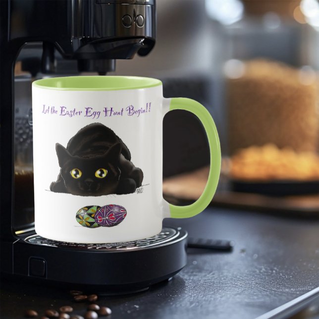 Caneca Caça aos Ovos de Páscoa do Gato Preto Feriado Amar (Criador carregado)