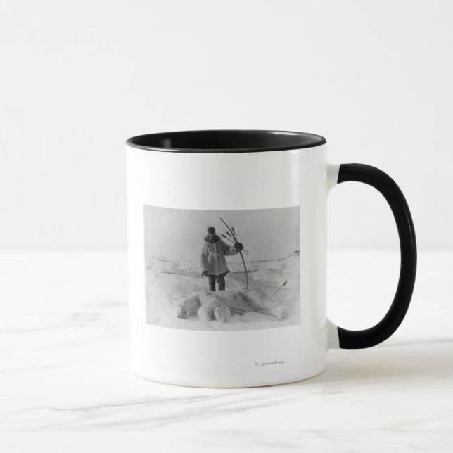 Caneca Caçador esquimó com fotografia do urso polar (Direita)