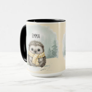 Caneca Cachecol de ouriço personalizado com pintura em aq