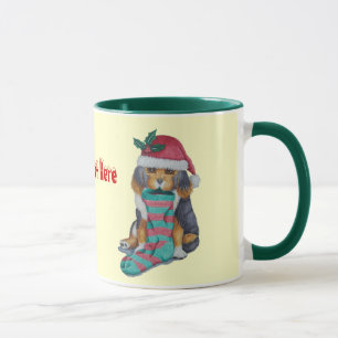 Caneca cachorrinho preto e marrom bonitinho para o Natal