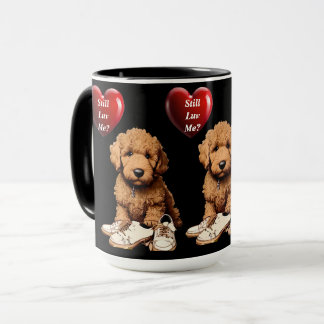 Caneca Cachorrinho Romântico e Fofo com Coração e Sapatos
