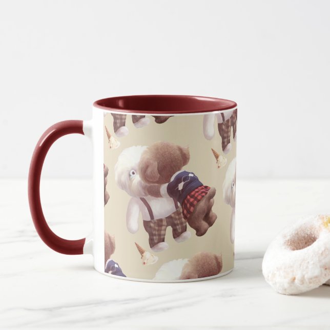 Caneca Cachorrinho Sorriso: Tragédia do Sorvete & Abraço  (Com Donut)