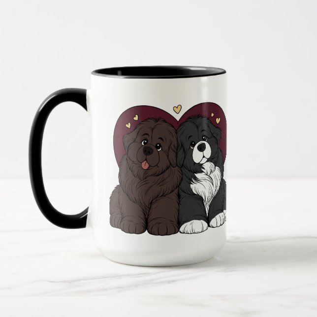 Caneca Cachorrinhos de Newfoundland Abraçados (Esquerda)