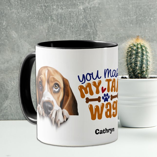 Caneca Cachorro Adorável Que Você Faz Minha Cauda (Criador carregado)