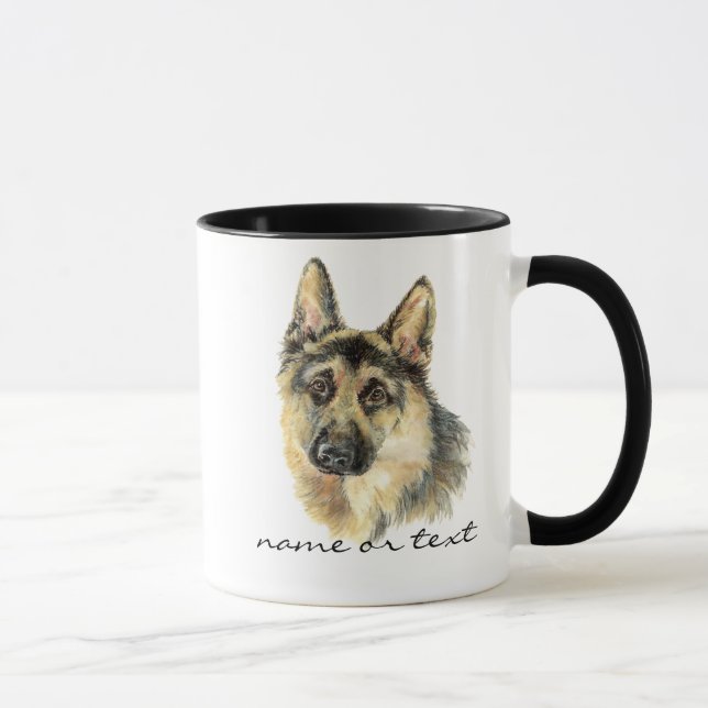 Caneca Cachorro Animal Pet Pastor Alemão Aquarela (Direita)