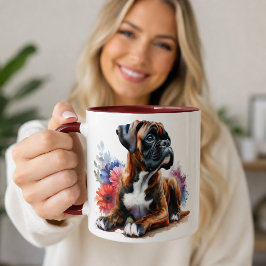 Caneca Cachorro Boxer em Flor