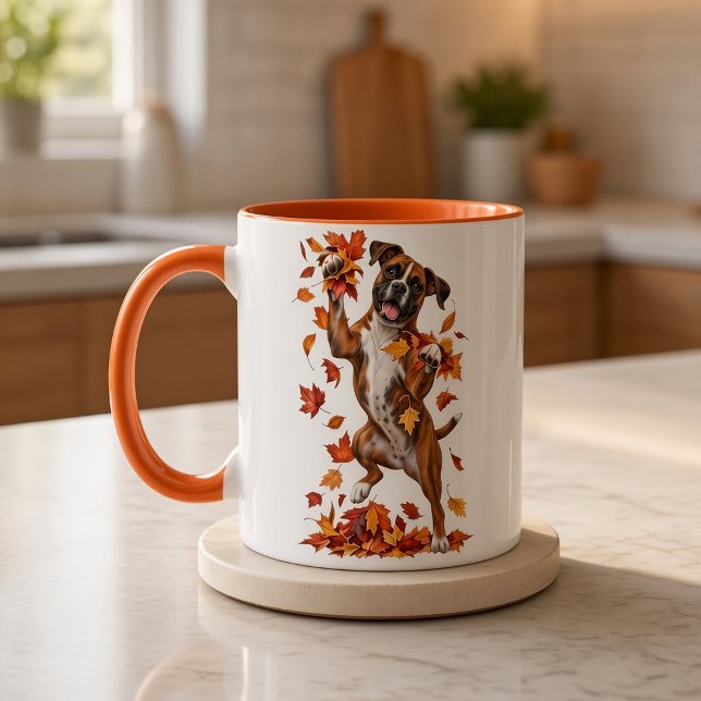 Caneca Cachorro Boxer Folhas de Outono (Criador carregado)