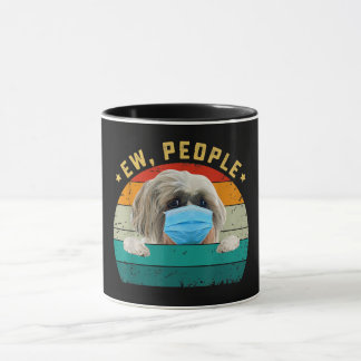 Caneca Cachorro Cachorro Cachorro Pessoas Vestindo Máscar