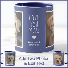 Caneca Cachorro Cachorros Mãe Cadela 2 Fotos & Texto Azul